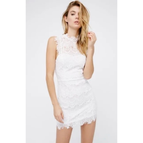 Free People Intimately White Daydream Lace Bodycon Mini Dress EUC Size XS - Picture 1 of 11